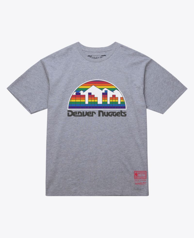 Men's and Women's Heather Gray Denver Nuggets Hardwood Classics Arch T-Shirt