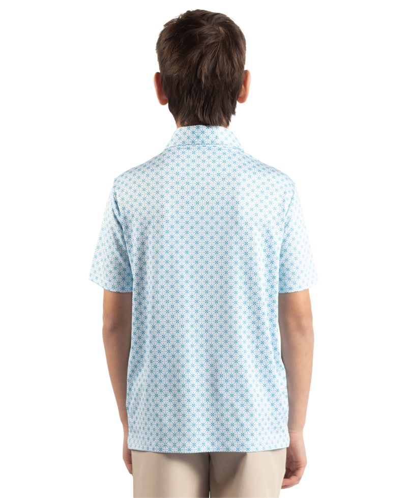 Boys Geo Floral Printed Performance Polo