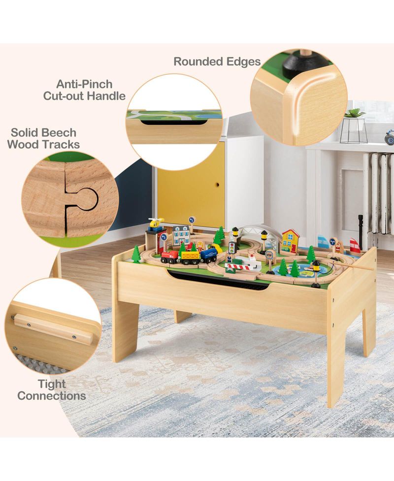 Boys All-in-One Activity Table with Reversible Blackboard & Map Tabletop