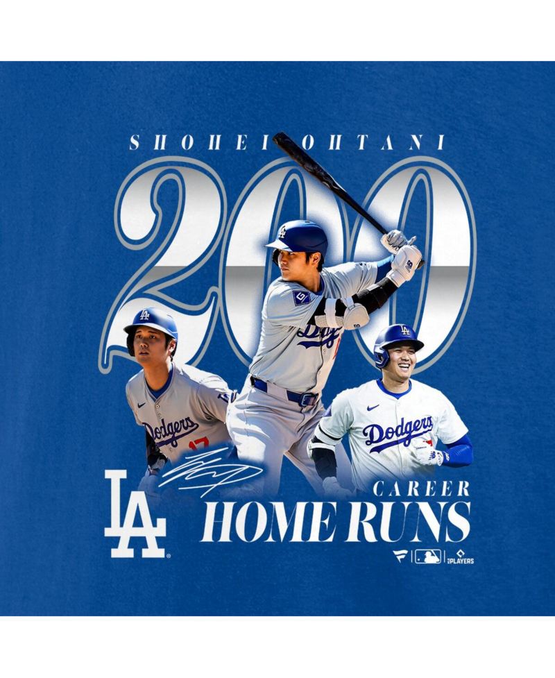 Men's Shohei Ohtani Royal Los Angeles Dodgers 200th Career Home Run T-Shirt