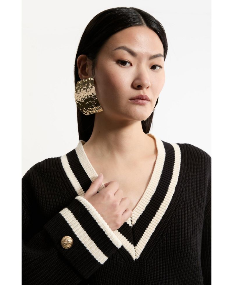 Women's Cotton V-Neck Knit Boxy Jumper