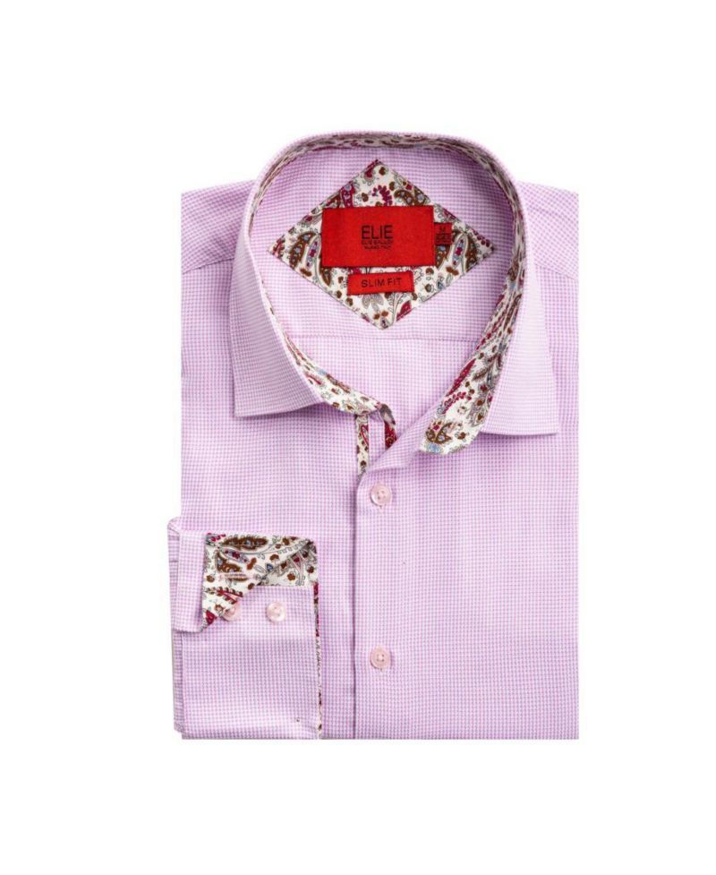 Men's Slim Fit Houndstooth Dress Shirt