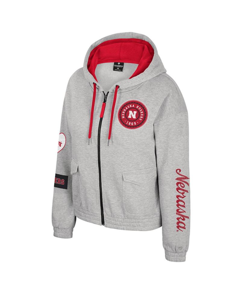Women's Gray Nebraska Huskers Alfie Full-Zip Hoodie Jacket