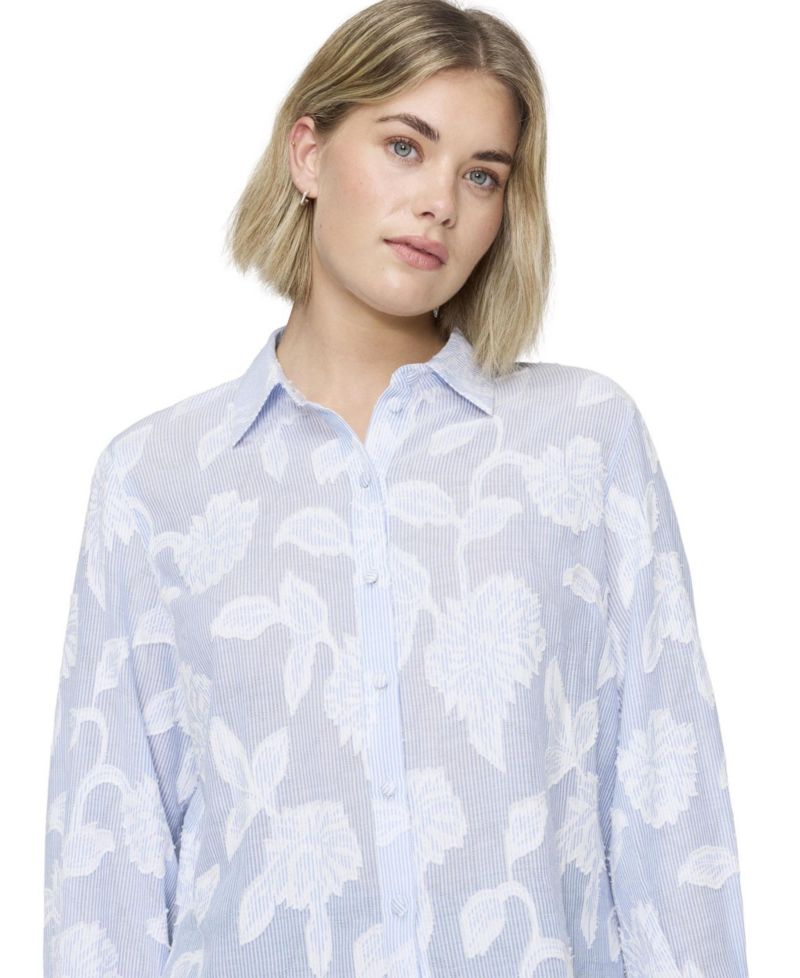 Women's Heidi Relaxed-Fit Long-Sleeve Floral-Stripe Shirt