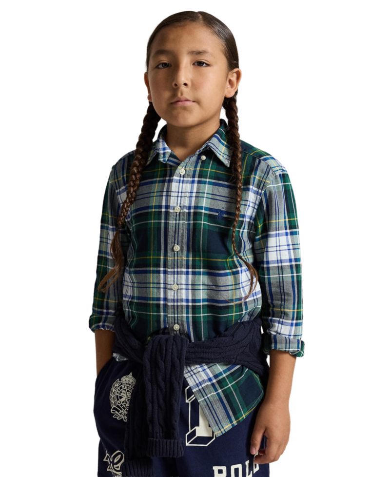 Boys' 8-20 Plaid Cotton Oxford Shirt