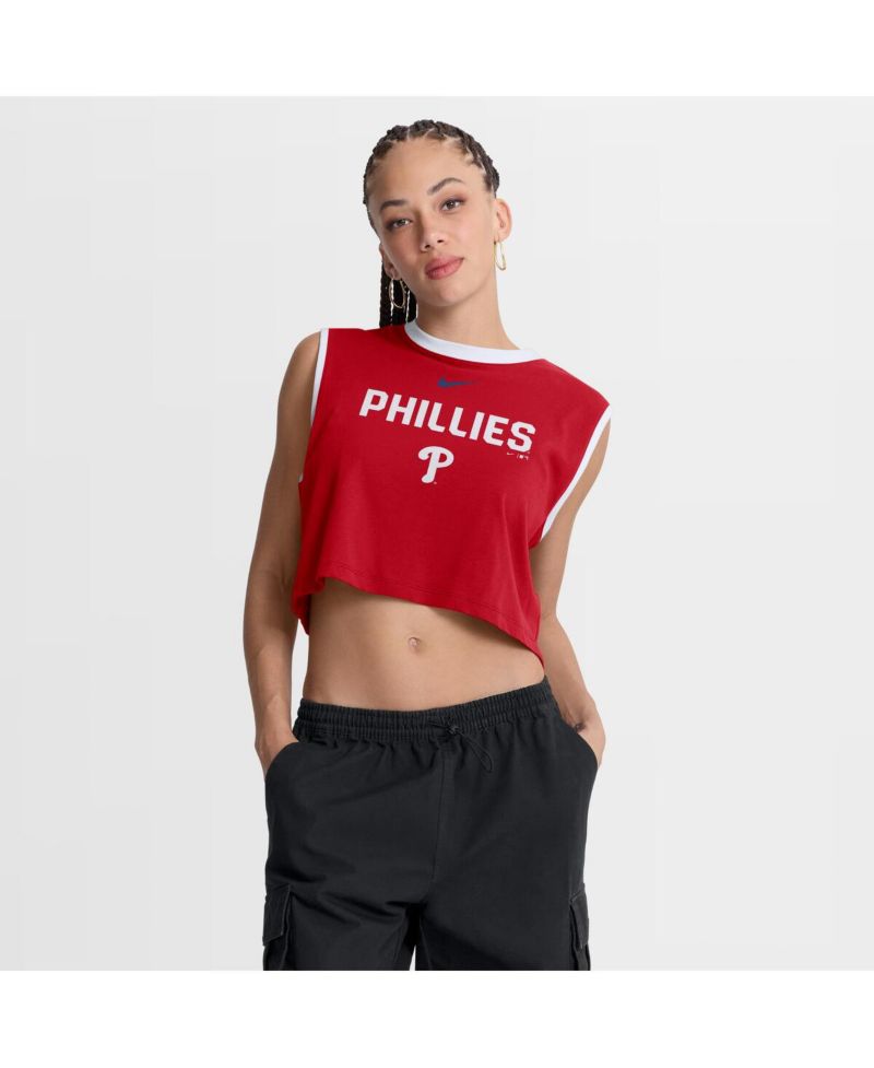 Women's Red Philadelphia Phillies Primetime Loose Dri-FIT Cropped Tank Top