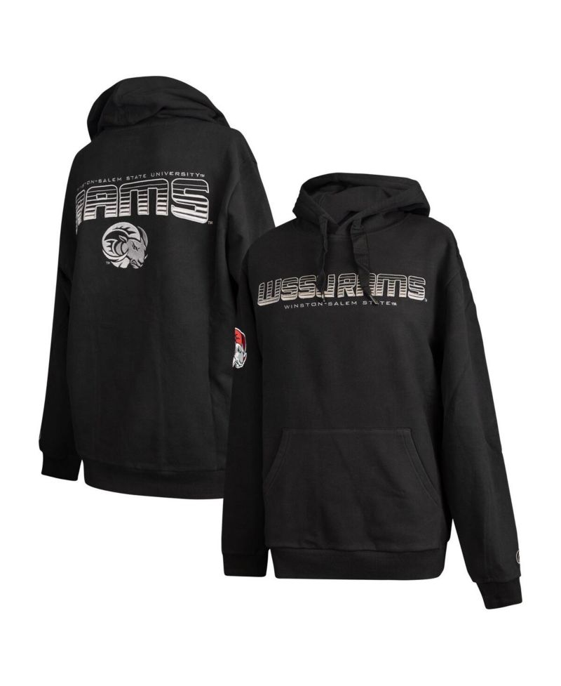 Men's Black Winston-Salem State Rams Puff Print Sliced Pullover Hoodie