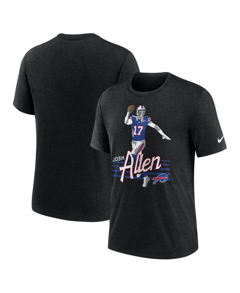 Men's Josh Allen Heather Black Buffalo Bills Player Graphic T-Shirt