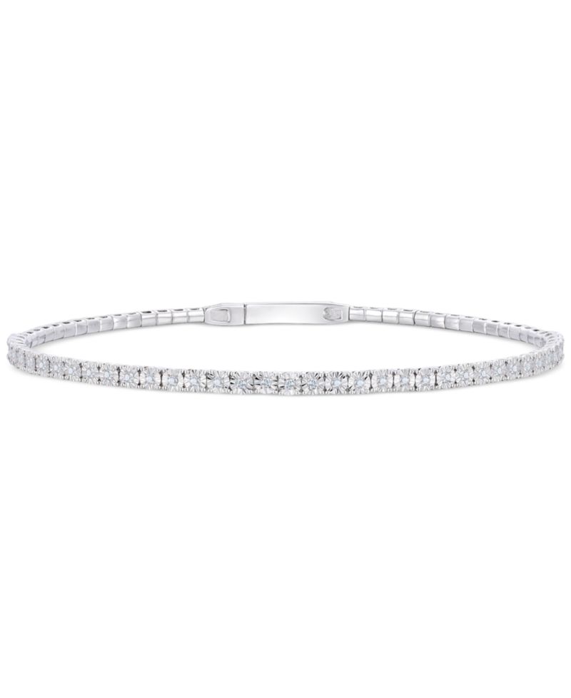 Diamond Illusion Bangle Bracelet (1/4 ct. t.w.) in Sterling Silver