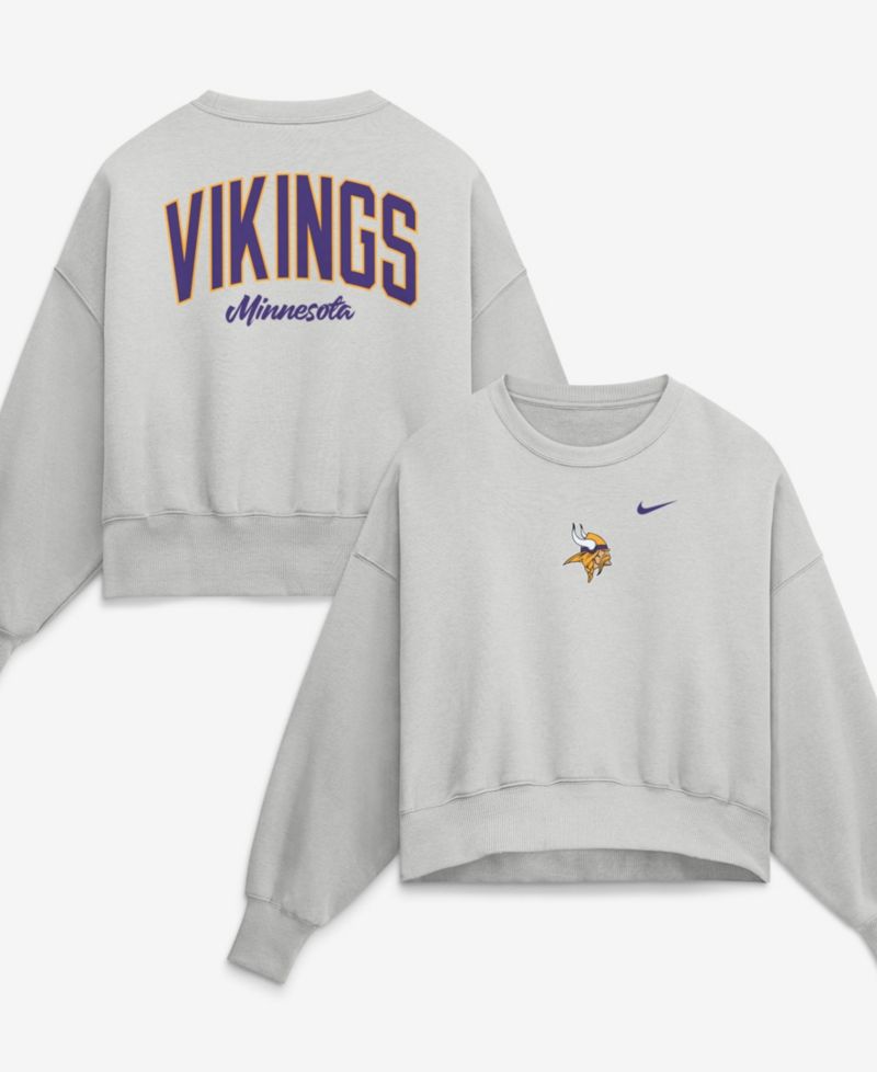 Women's Gray Minnesota Vikings Oversized Primetime Phoenix Fleece Sweatshirt