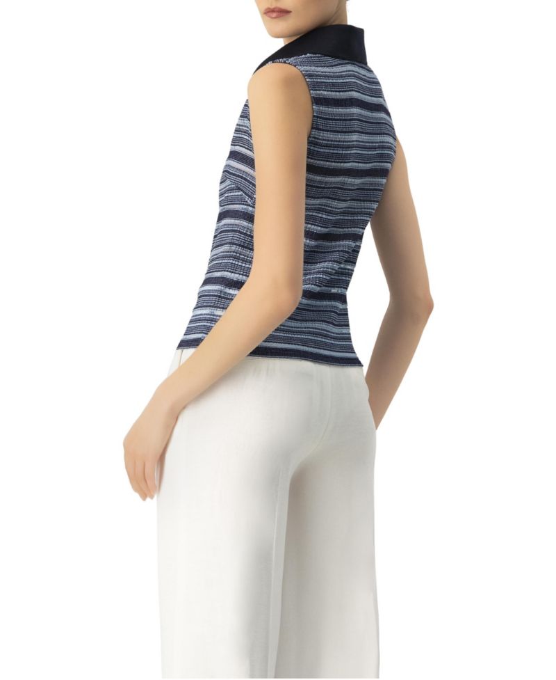 Women's Sleeveless Knitted Polo with Collar