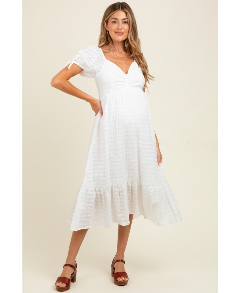 Women's Ivory Solid Sweet Heart Dress