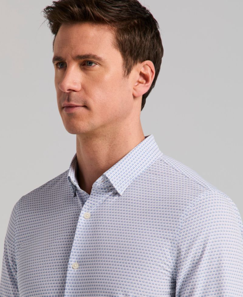 Men's Micro Window Print Slim-Fit Dress Shirt