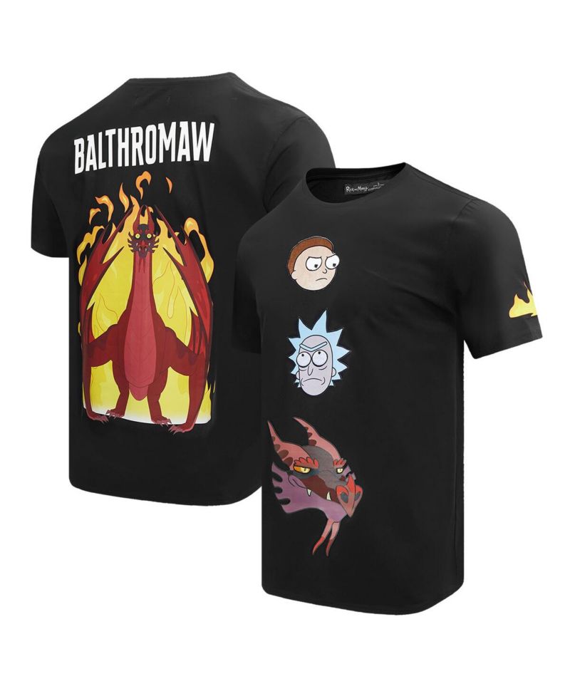 Men's Black Rick And Morty Balthromaw Year of the Dragon T-Shirt