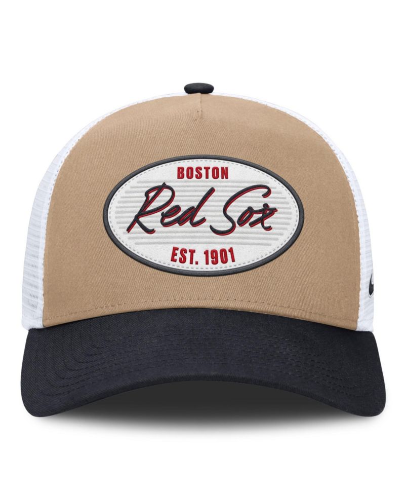 Men's Khaki/Navy Boston Red Sox Rise A-Frame Trucker Adjustable Hat
