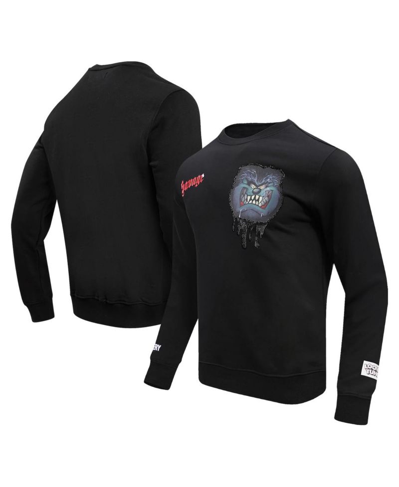 Men's and Women's Black Looney Tunes Taz Savage Horror Pullover Sweatshirt