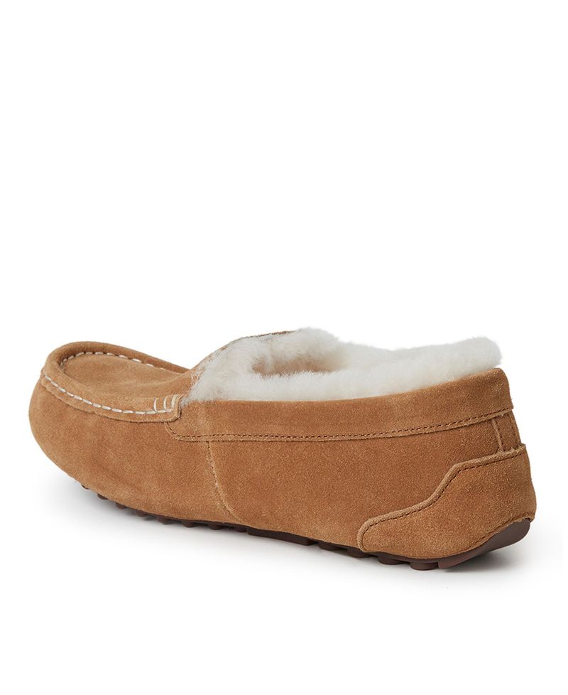 Dearfoams Women's Fireside Mel Genuine Shearling Moccasin Slipper