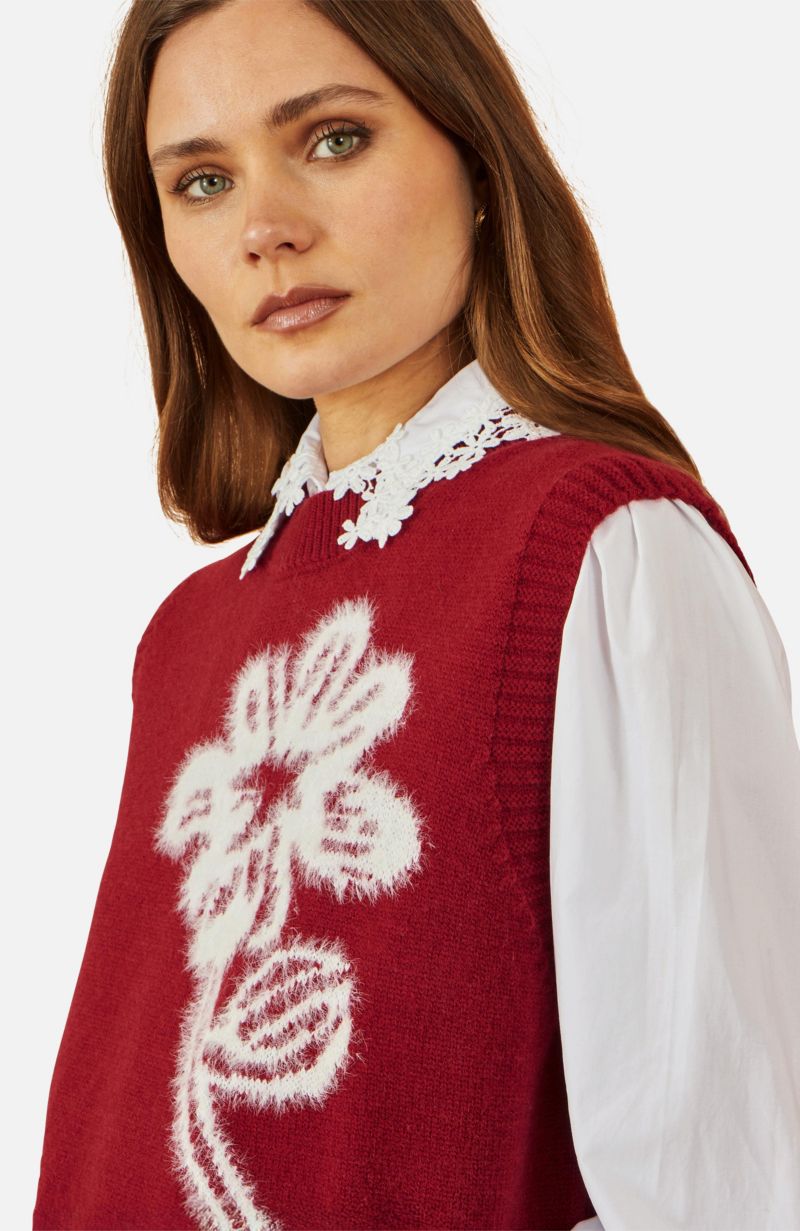 Women's Knitted Flower Sleeveless Sweater Vest