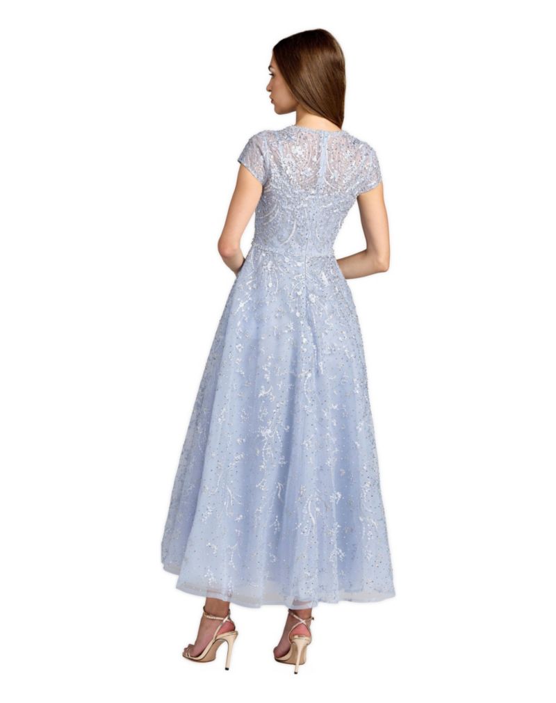 Women's Embellished High Neck Cap Sleeve A Line Dress