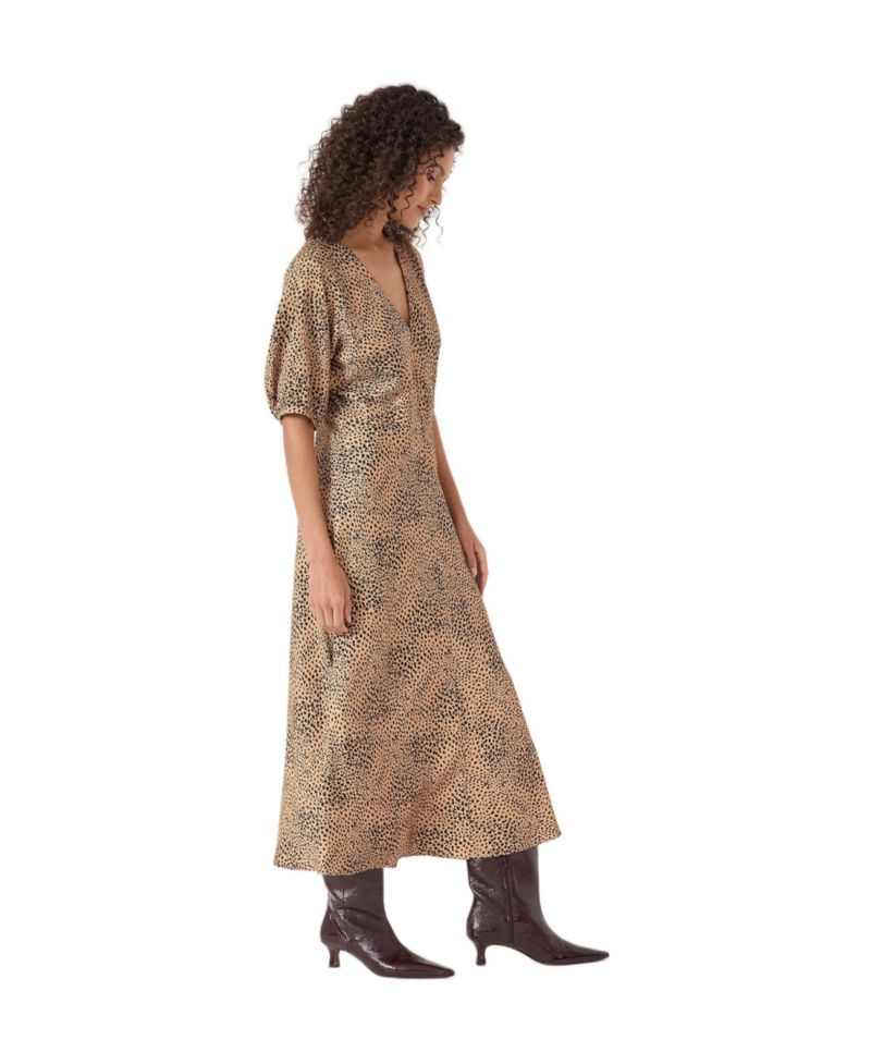 Women's Grace V-Neck Puff Sleeve Satin Dress