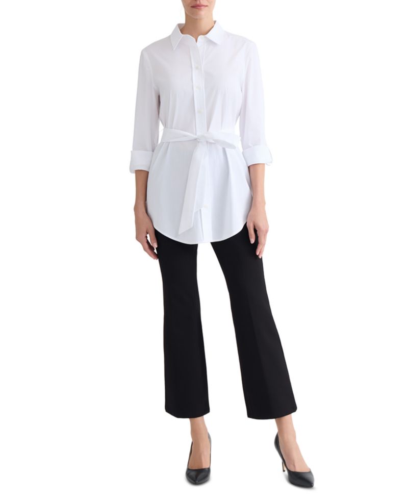 Petite 3/4-Sleeve Belted Tunic Top