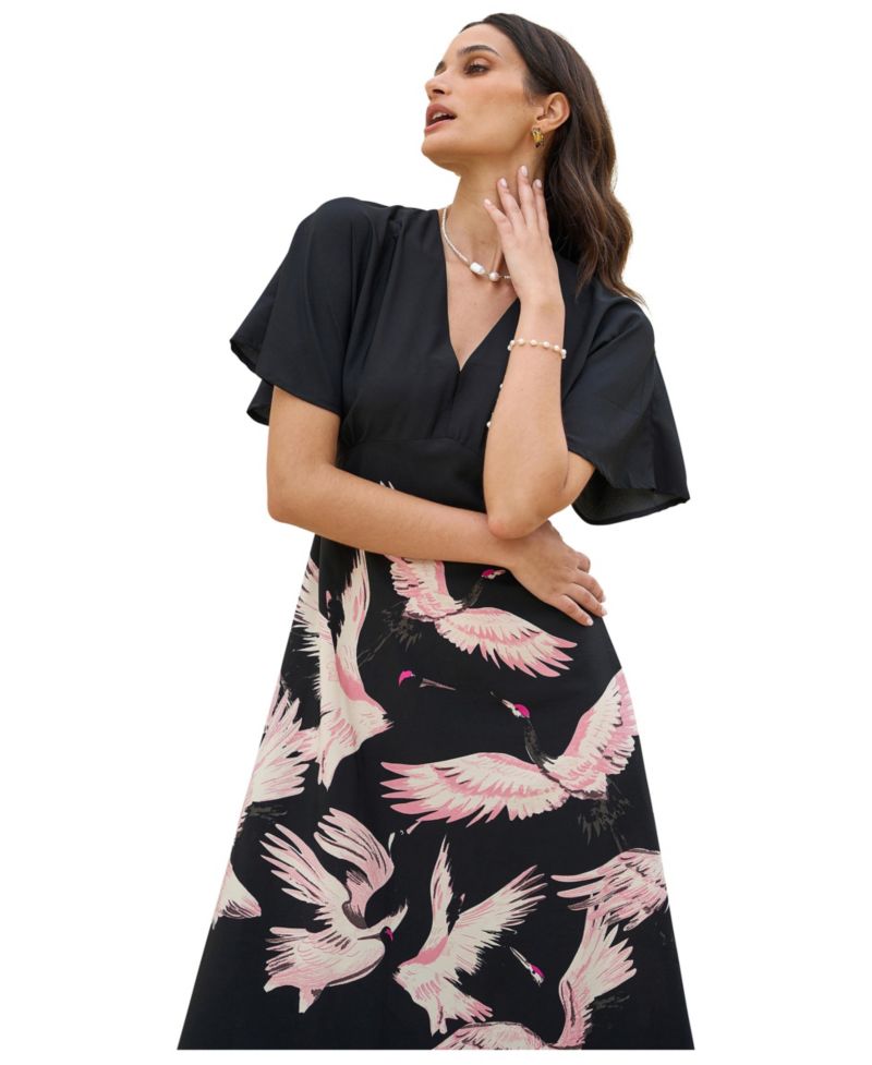 Women's Crane Print Dress