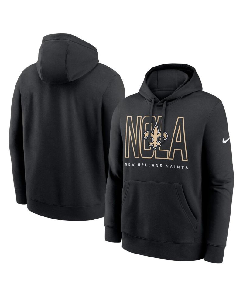 Men's Black New Orleans Saints Busted Play Club Fleece Pullover Hoodie
