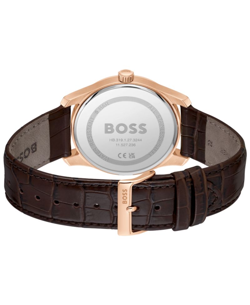 Men's Principle Master Quartz Multifunction Brown Calfskin Watch, 41mm