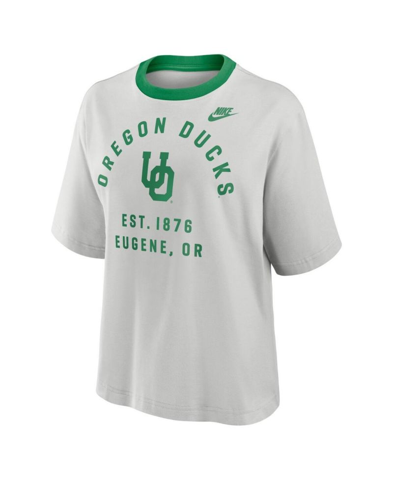 Women's Gray Oregon Ducks Legacy Arch Script Boxy T-Shirt