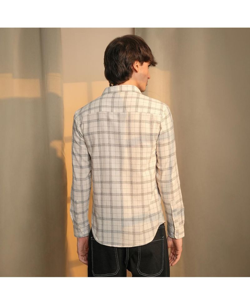 Men's Off-White Tartan Plaid Shirt