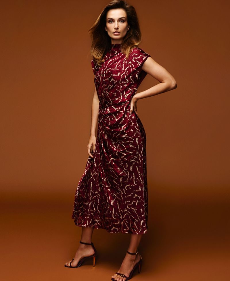 Women's Cowl Neck Burnout Midi Dress