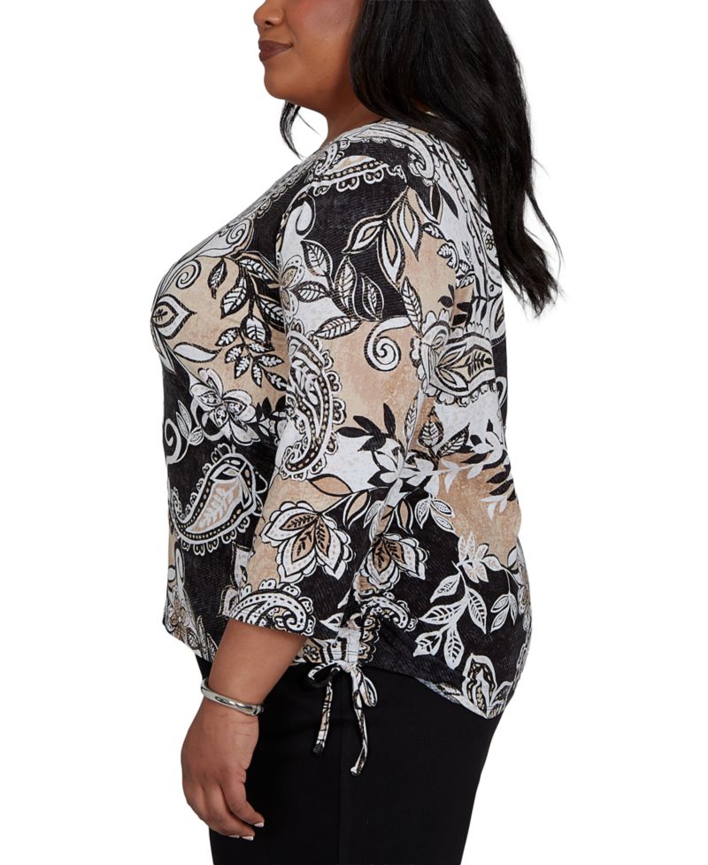 Plus Size Paisley Neutrals Knit Top