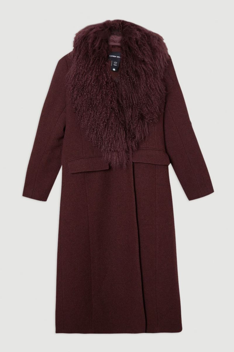 Women's Wool Detachable Collar Midi Coat
