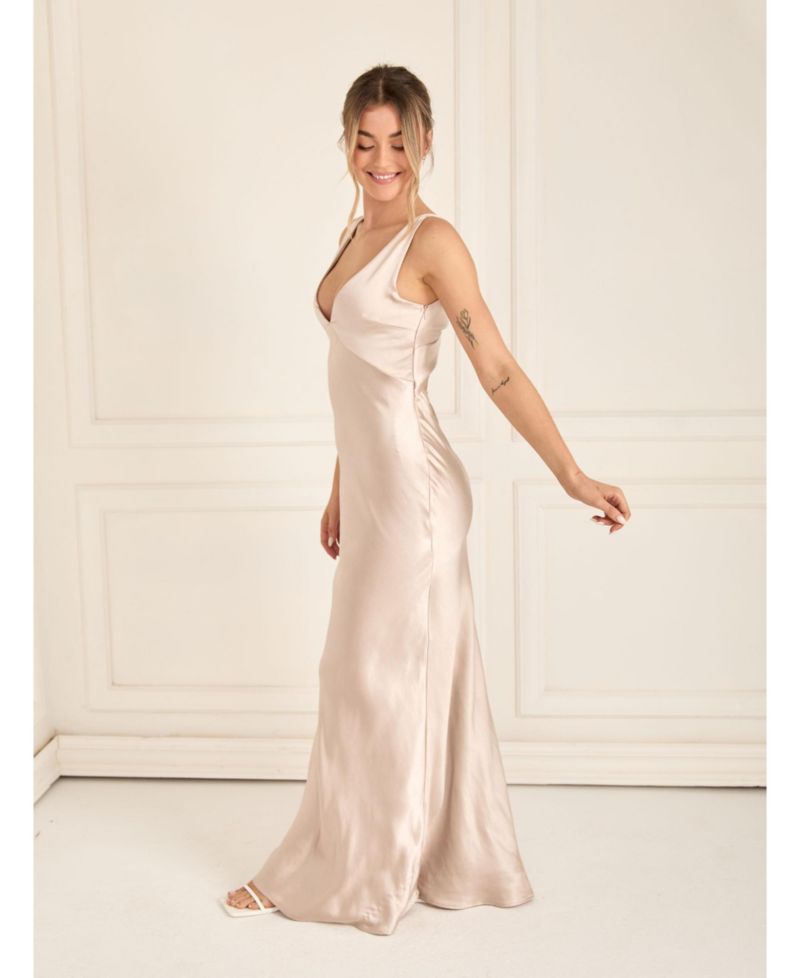 Women's Twist Back Satin Bridesmaid Dress
