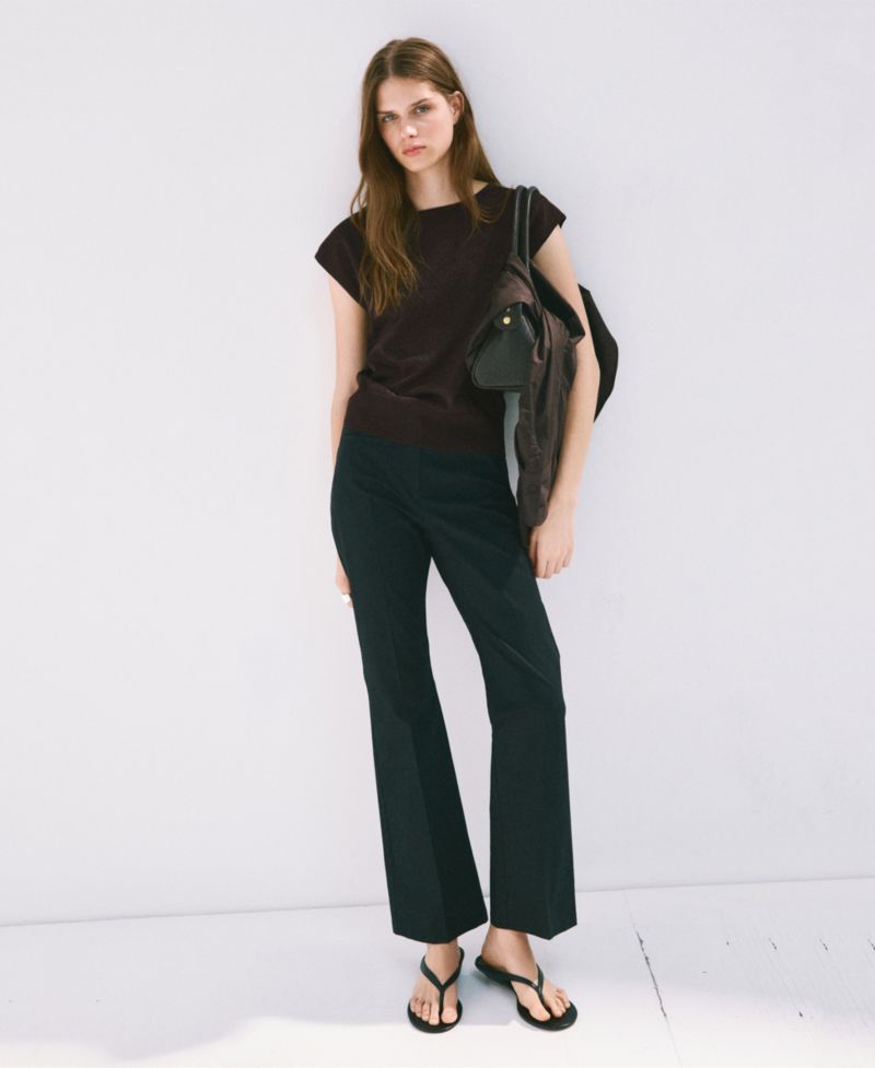 Women's Boat-Neck Short-Sleeve Knitted Top
