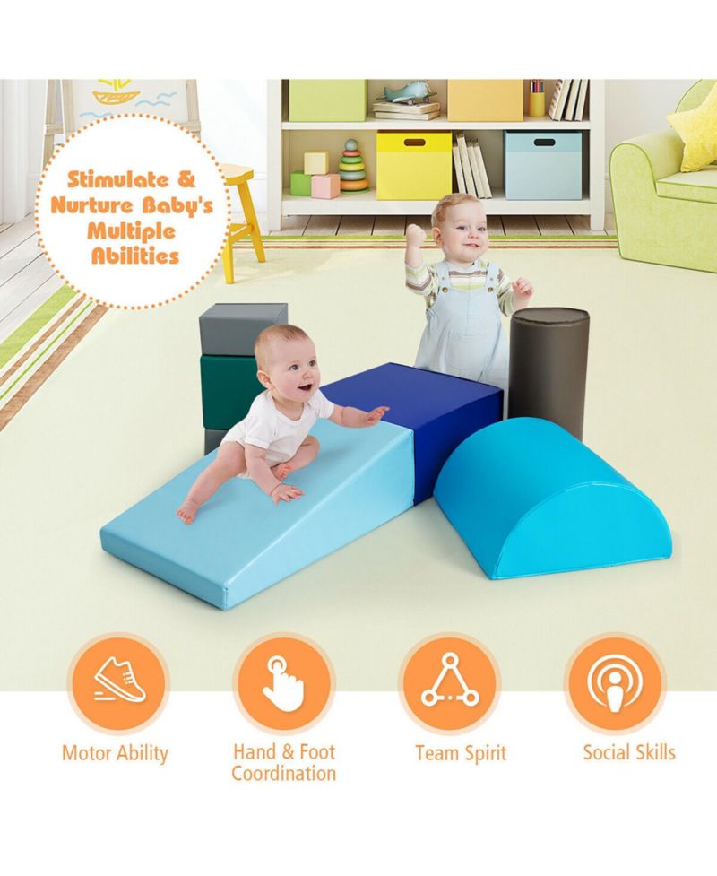 6 Piece Climb Crawl Play Set Indoor Kids Toddler Baby Safe Foam