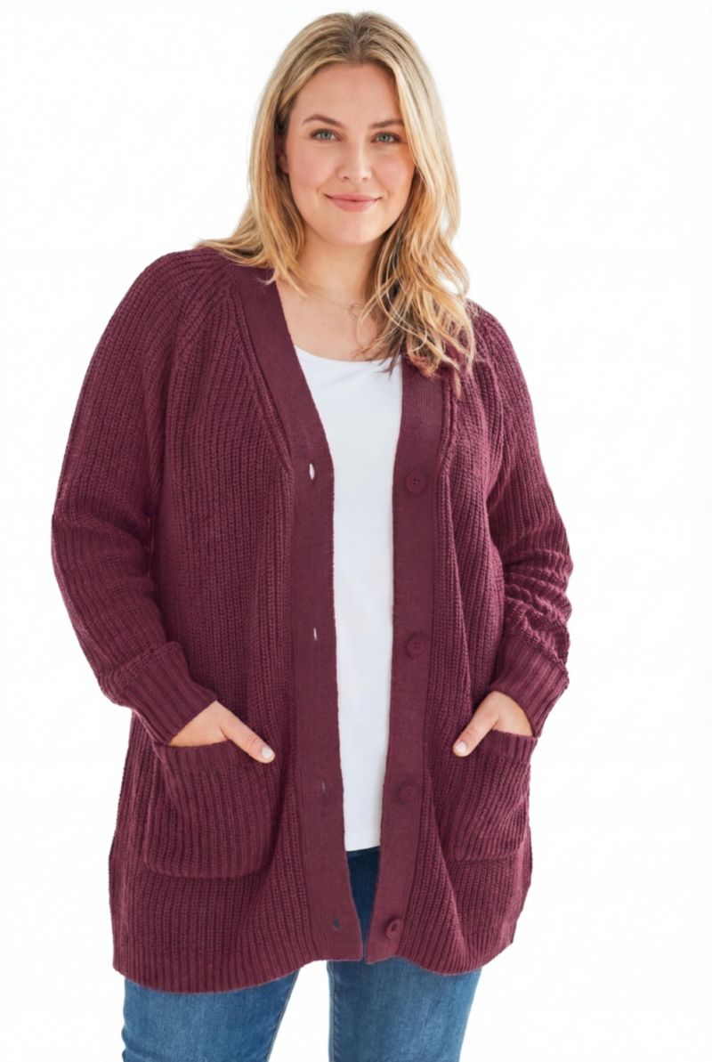 Plus Size Within Button-Front Shaker Cardigan Sweater