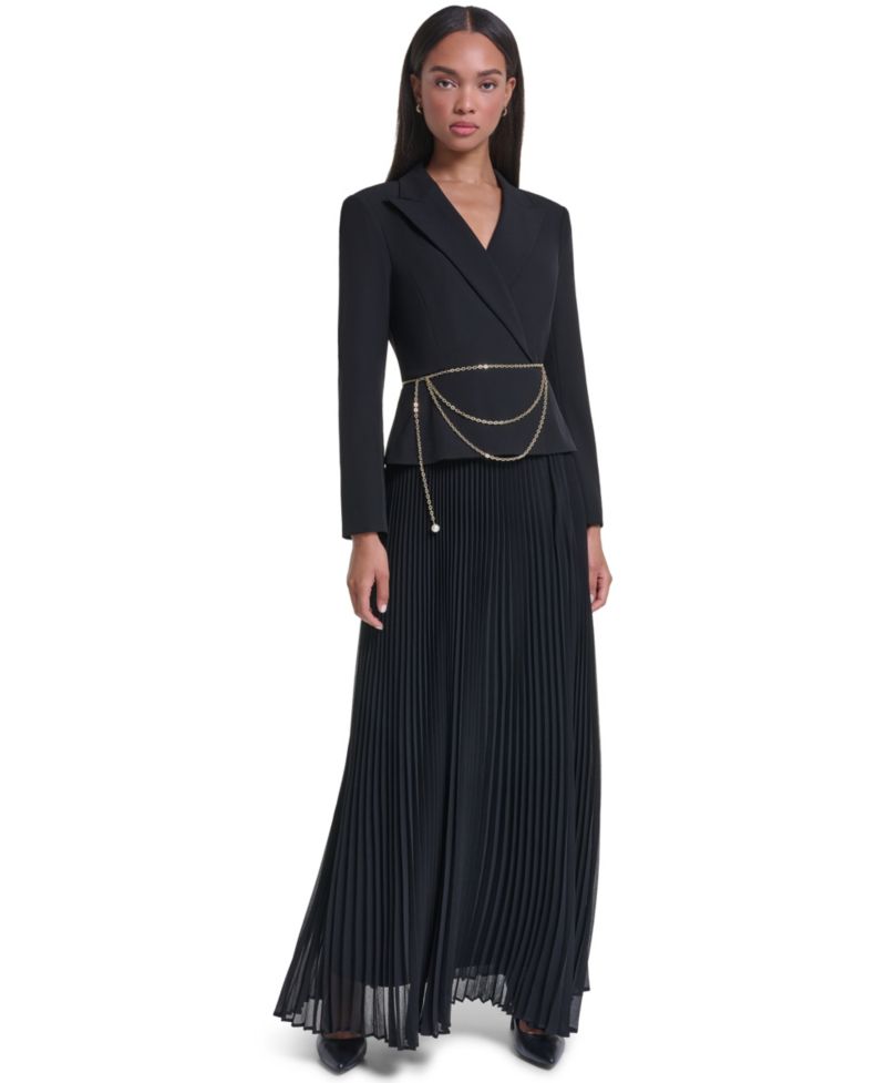 Women's Floor-Length Tuxedo-Inspired Gown