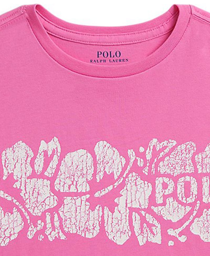 Girls' 7-16 Floral-Print Logo Cotton Boxy T-Shirt