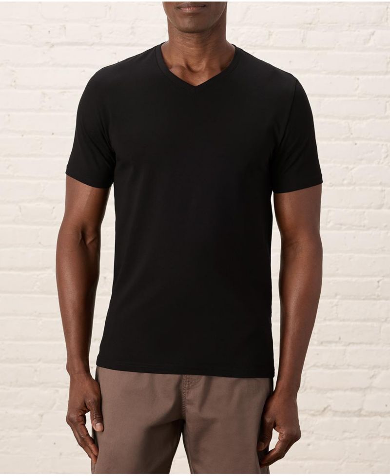 Men's Organic Cotton Luxe Stretch Jersey Slim V-Neck Tee