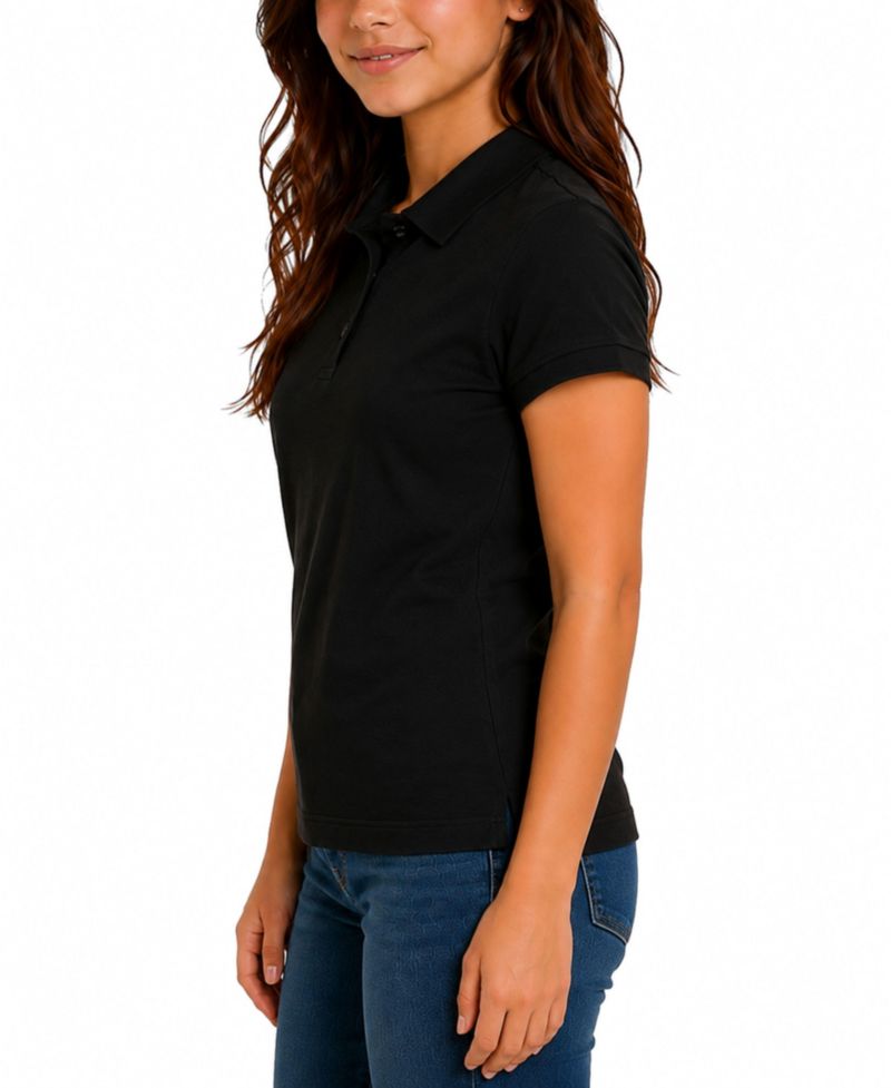 Juniors 3-Button Short Sleeve Stretch Pique Polo Shirts School Uniform