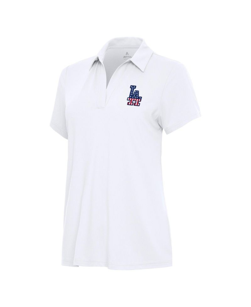 Women's White Los Angeles Dodgers Independence Day Patriotic Logo Era Polo