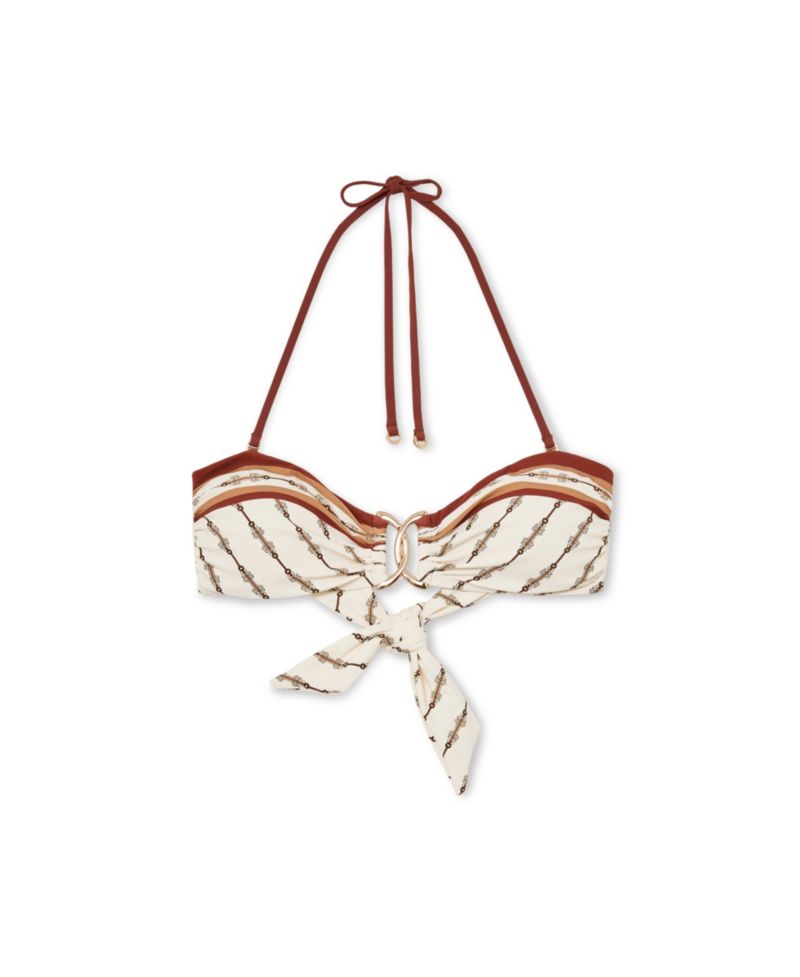 Women's Johannah Chain-Print Bandeau Halterneck Bikini Top