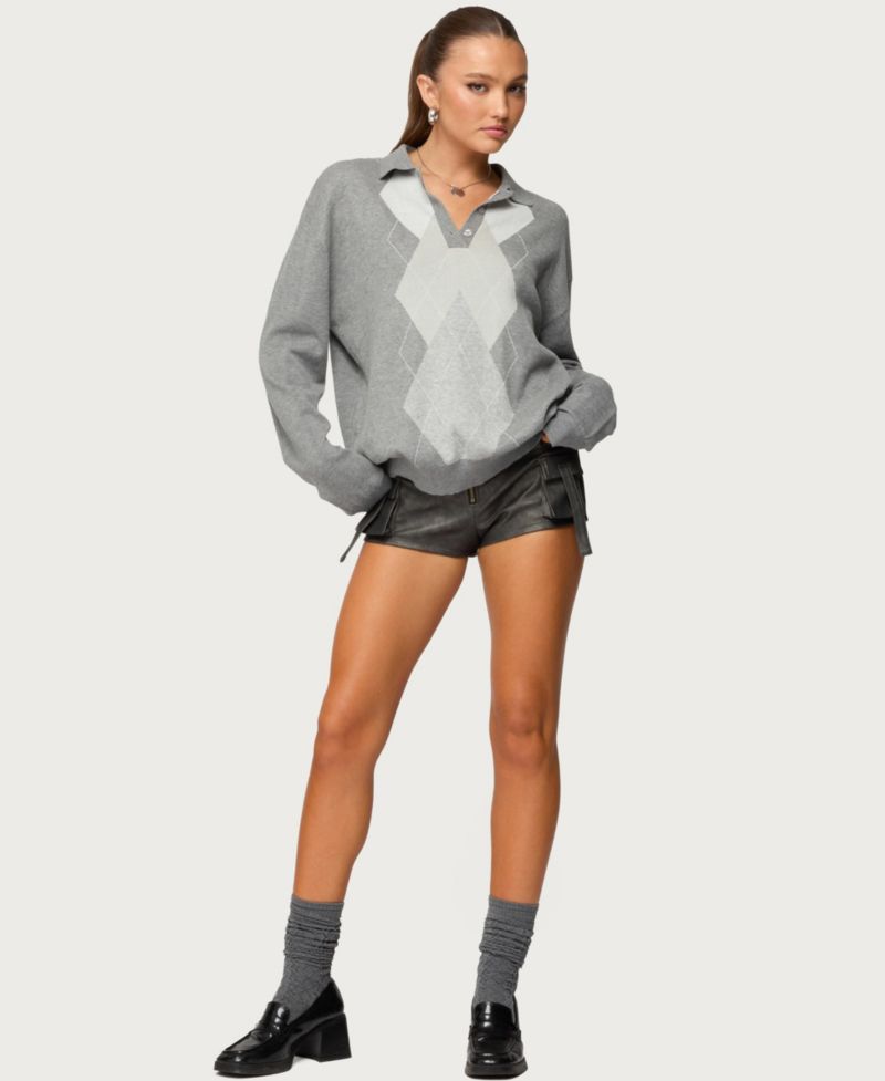 Women's Kati Argyle Oversized Polo Sweater