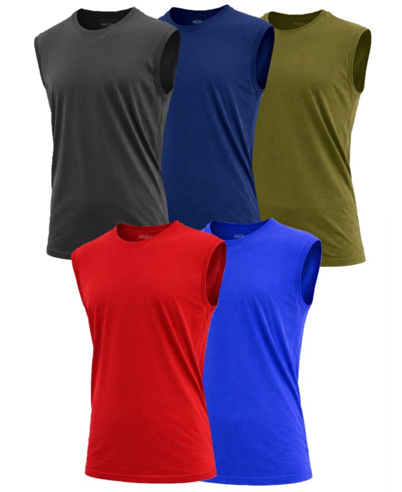 Men's 5-Pack Slim-Fit Sleeveless Muscle T-Shirt