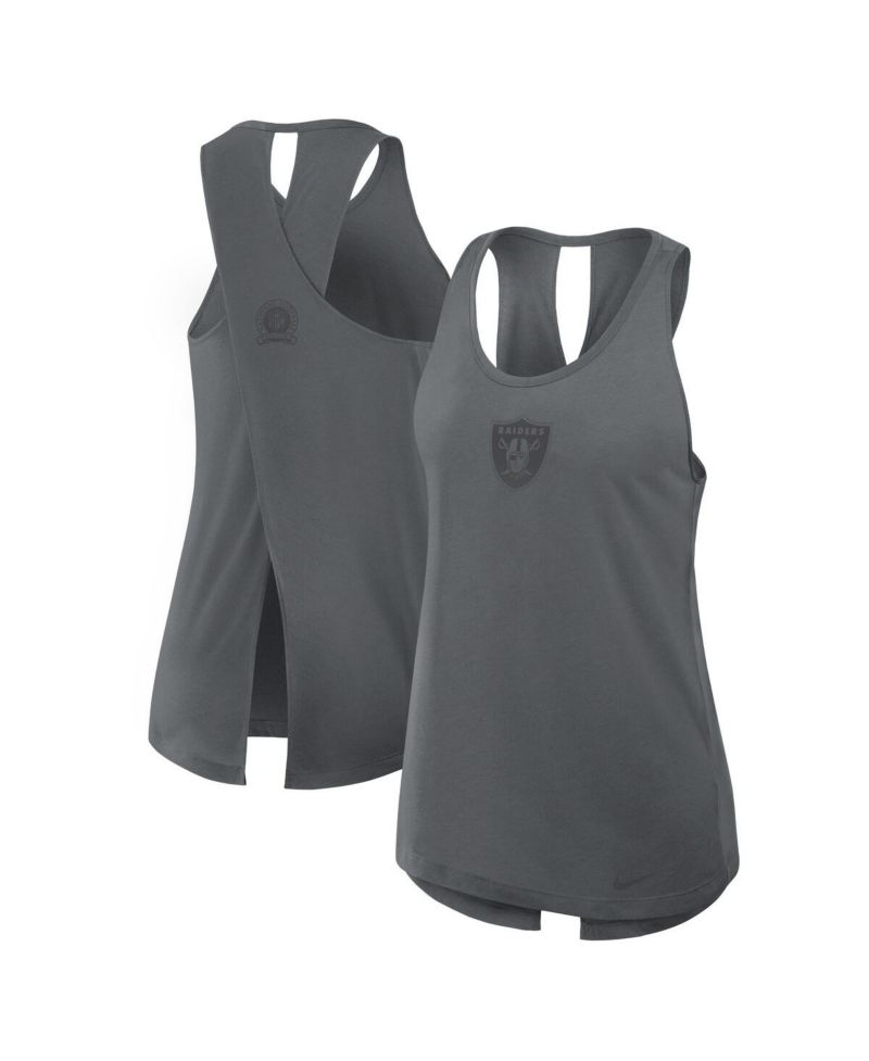 Women's Gray Las Vegas Raiders Glory Crisscross Performance Tank Top