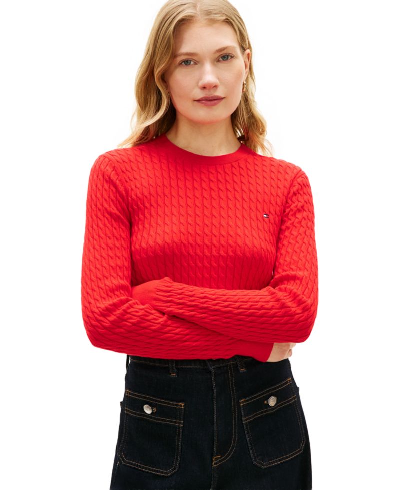Women's Fine Gauge Cable Crewneck Sweater