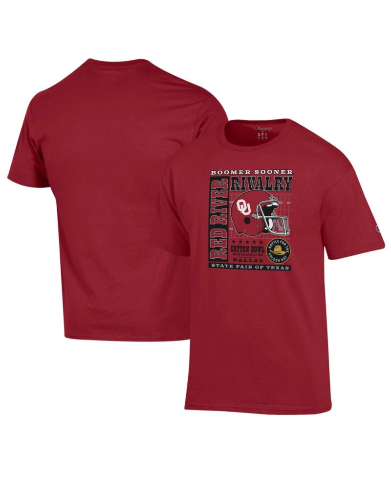 Men's Crimson Oklahoma Sooners Red River Rivalry Slogan T-Shirt