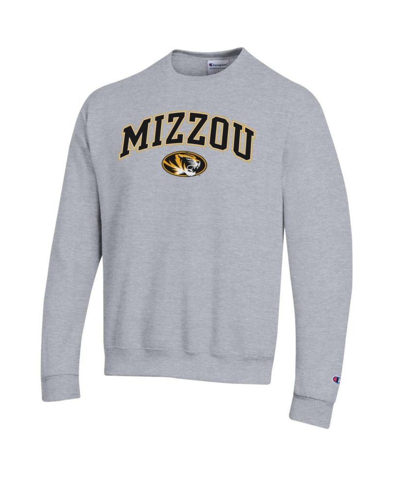 Men's Heather Gray Missouri Tigers Arch Over Logo Pullover Sweatshirt