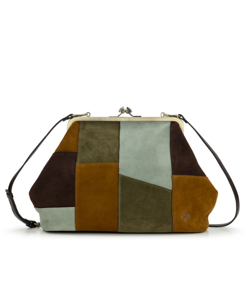 Vivienne Suede Medium Patchwork Frame Crossbody Handbag